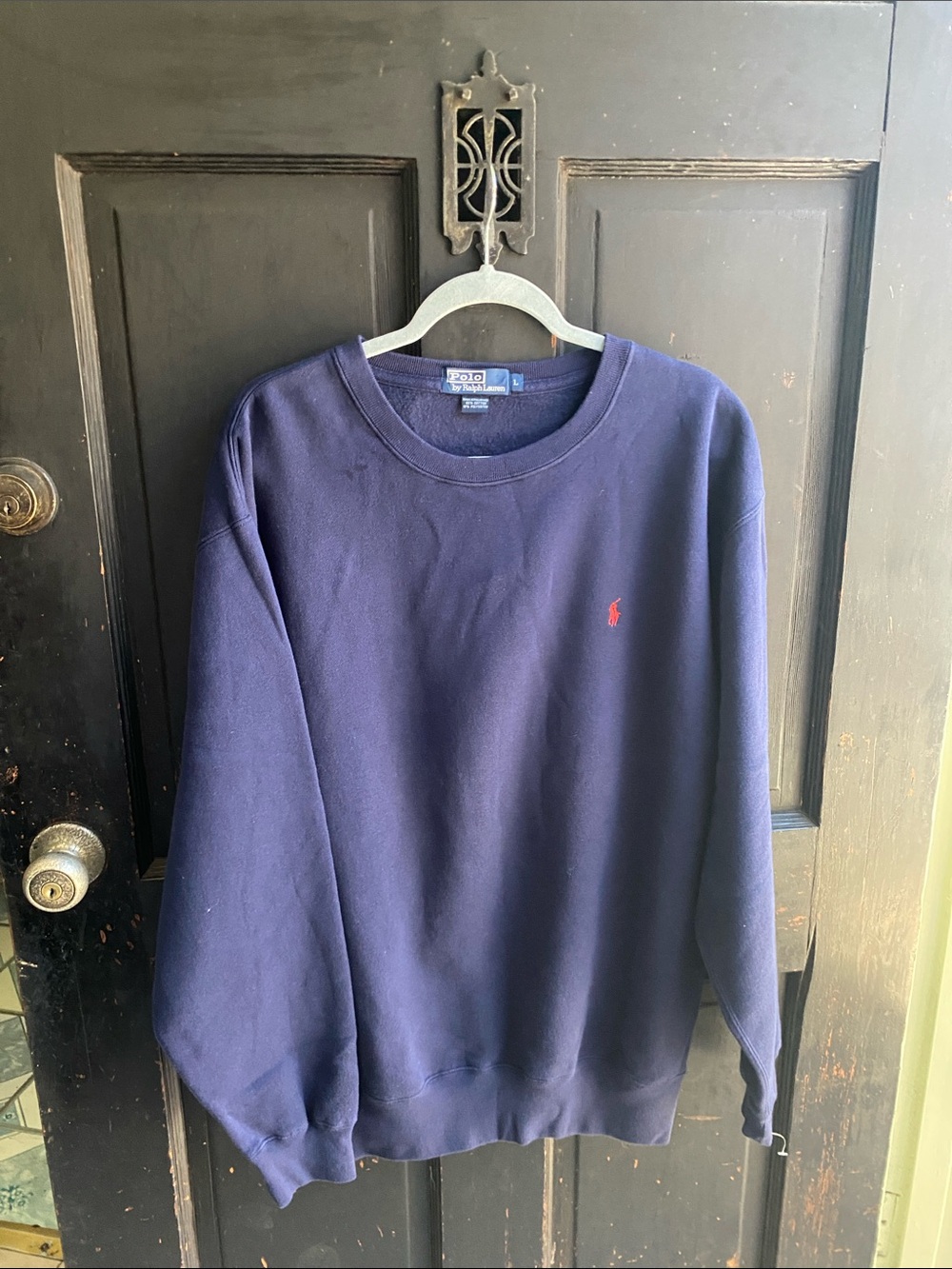 Polo by Ralph Lauren Navy Crewneck Sweatshirt with Red Pony